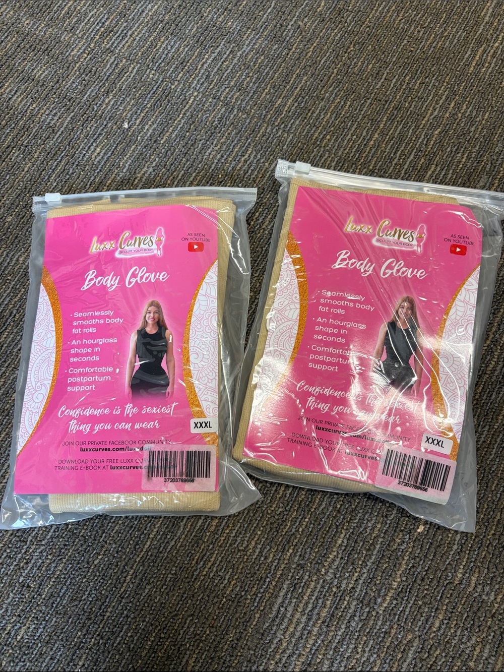 New in Package Lot of 2 Luxx Curves Body Glove Beige Body Shaper size 3XL